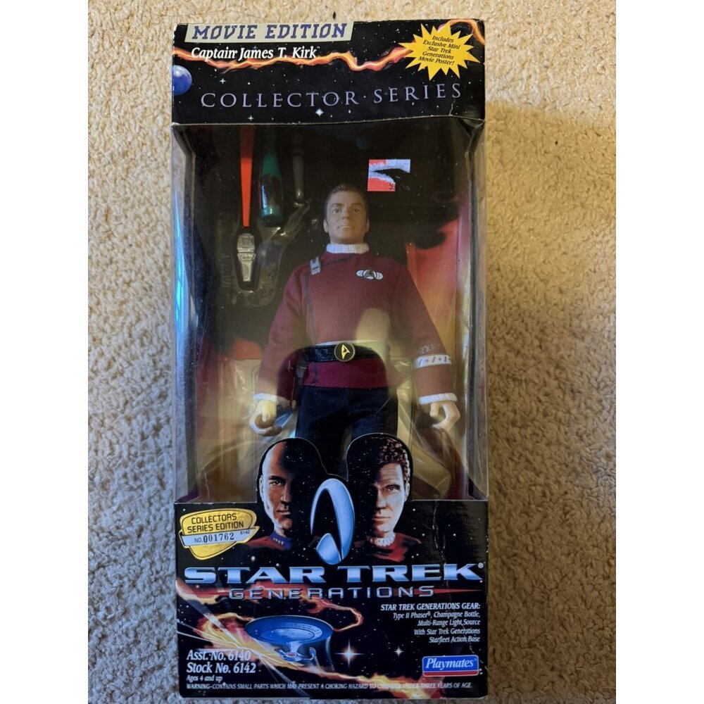 Star Trek Captain Kirk Figure New Sealed Playmates 1994 Movie Edition NO 001762